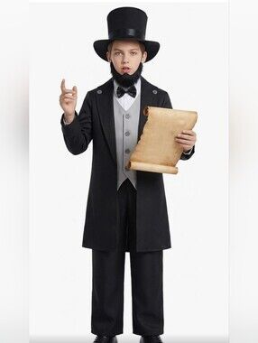 Boys' Black Historical Abraham Lincoln 4 Piece Costume  Size5-7 Years
